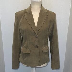 Navigata Green Cotton Corduroy Woman’s Fitted Blazer -Size S